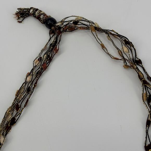 Pair of Colorful Boho Artistic Multi-Strand‎ Ribbon Yarn Necklaces – Set of 2 - Picture 9 of 10